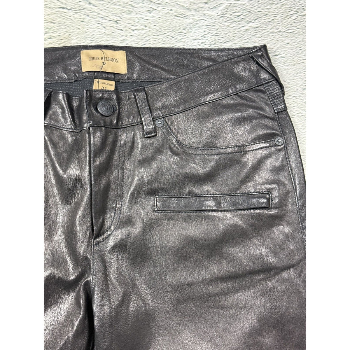 True Religion vintage jeans leather Goat biker black Hedi