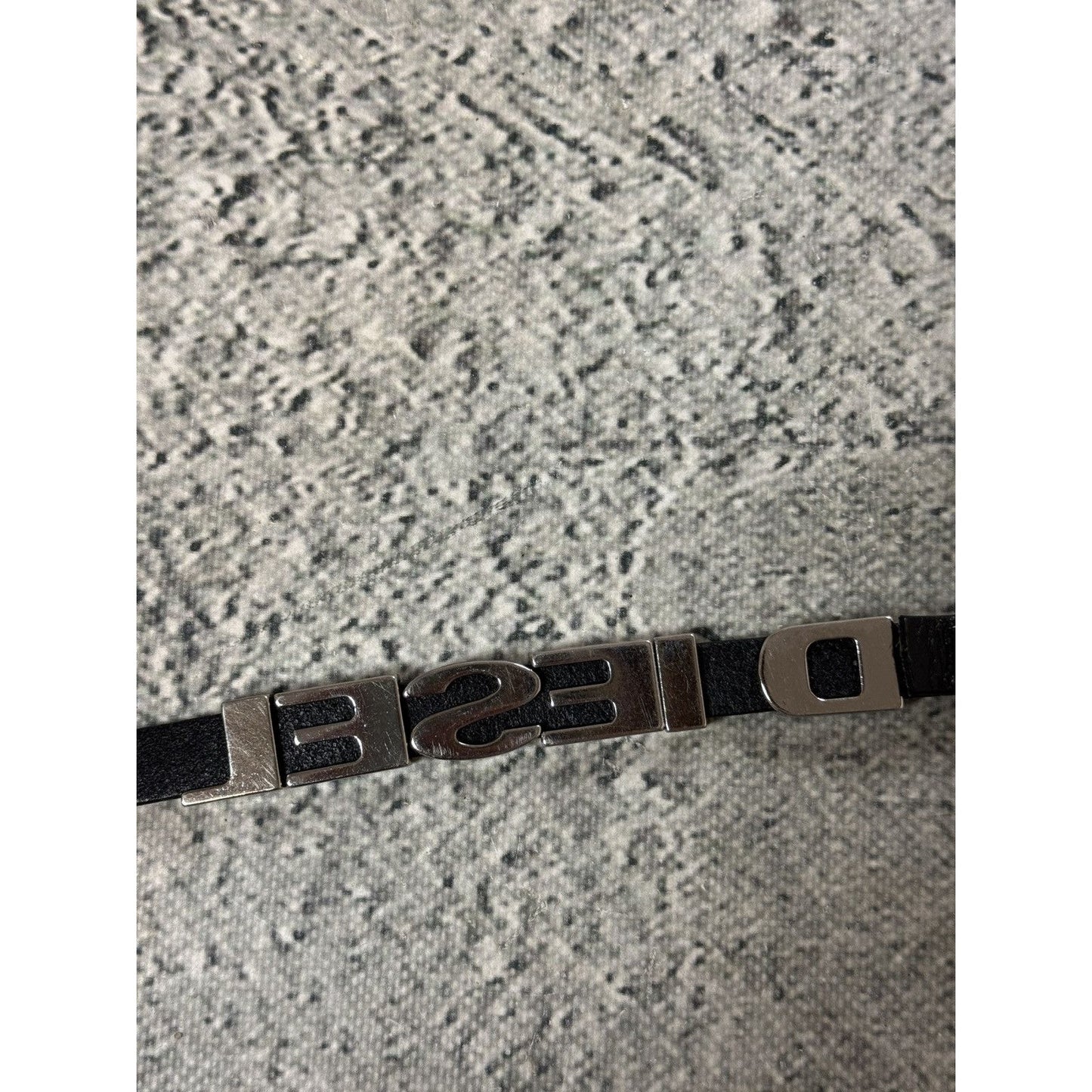 Diesel leather belt multicolour moving letters Y2K black