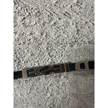 Diesel leather belt multicolour moving letters Y2K black