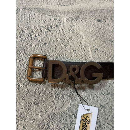 Dolce & Gabbana leather belt big buckle Y2K brown