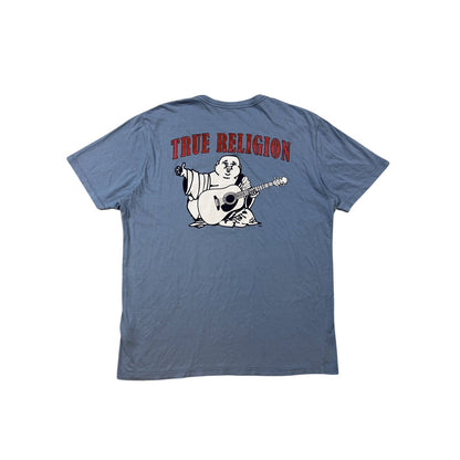 True Religion T-shirt big logo buddha blue red