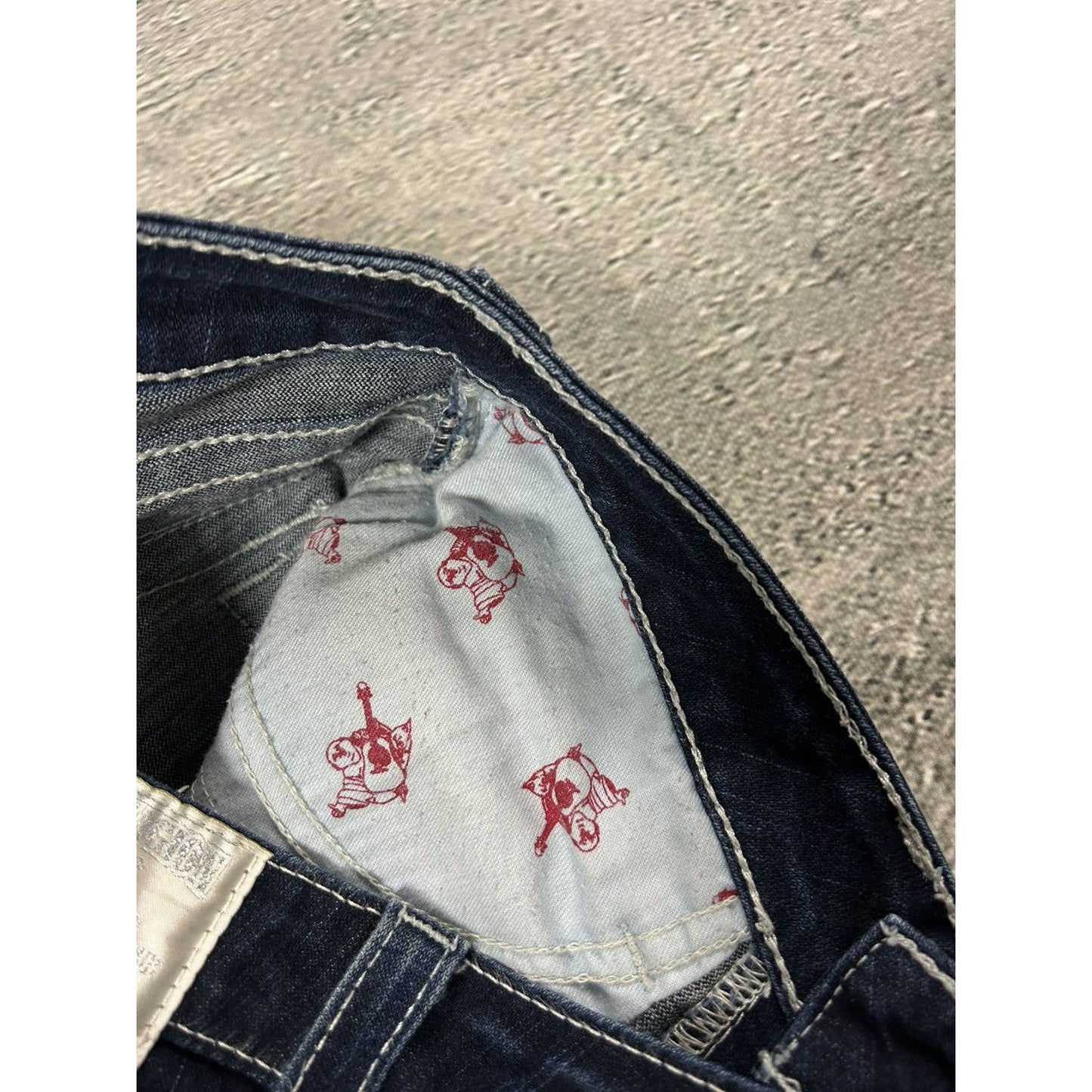 True Religion jeans slim white rhinestones vintage blue