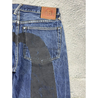 Evisu jeans daicock big logo black selvedge denim navy
