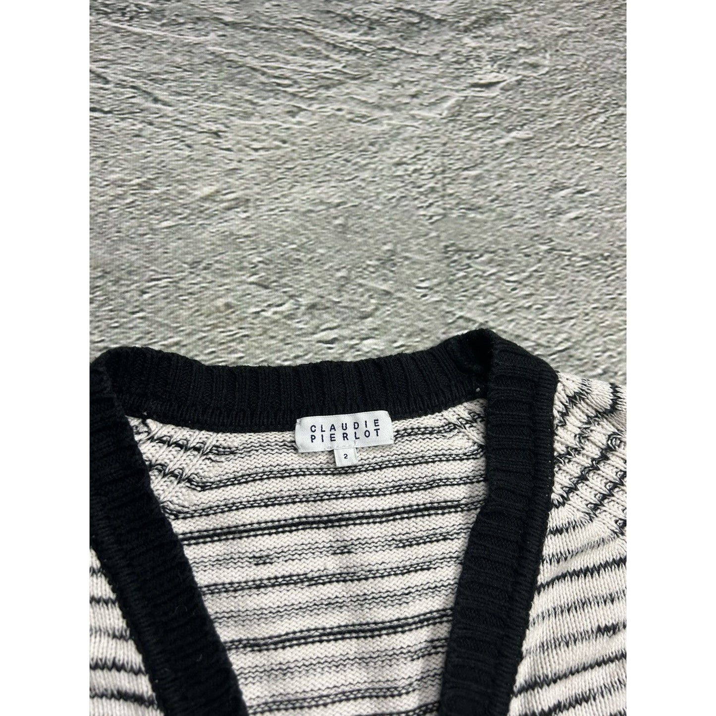Claudie Pierlot cardigan sweater white black striped
