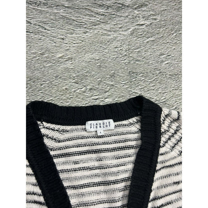 Claudie Pierlot cardigan sweater white black striped
