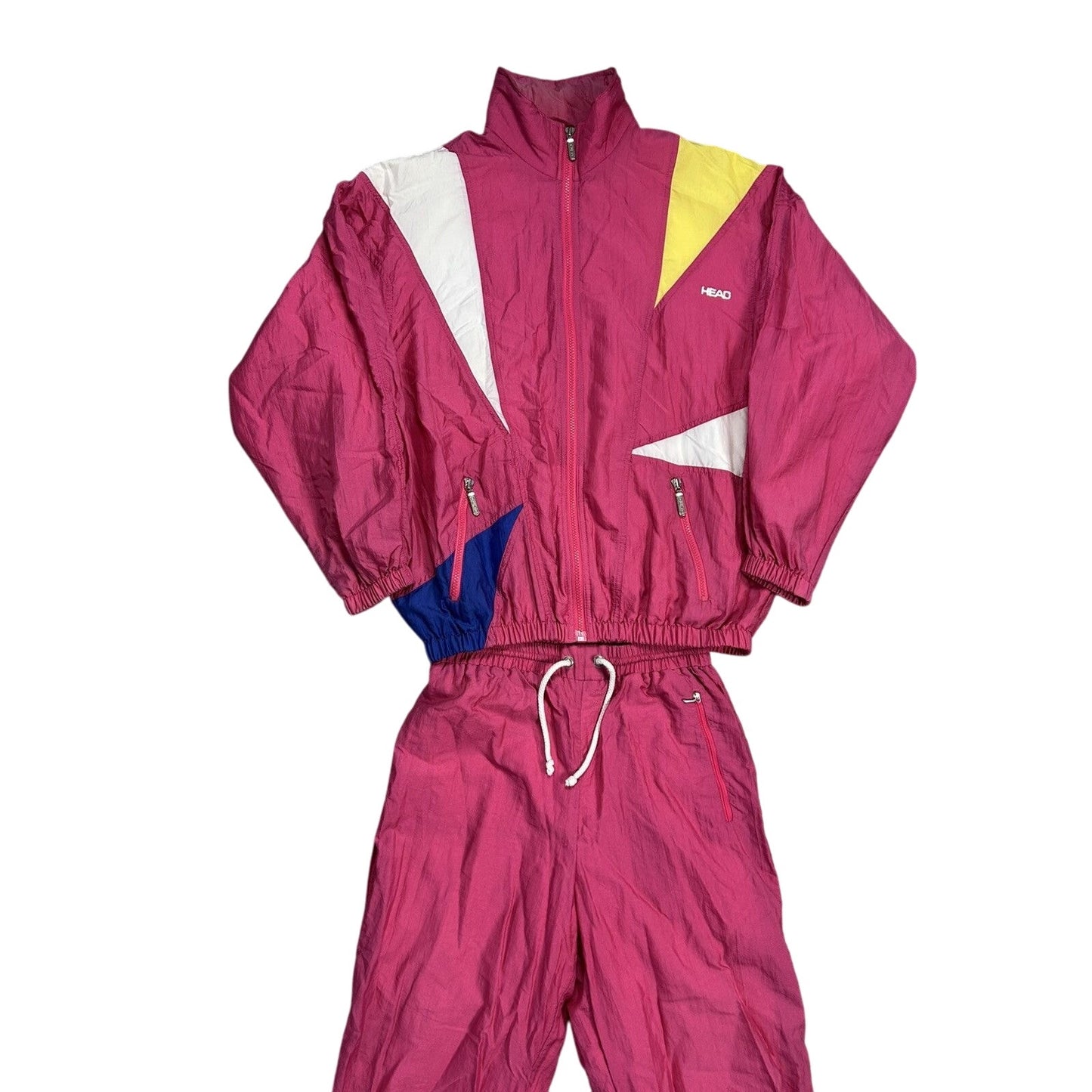 Head track suit vintage pink nylon pants jacket rave Y2K