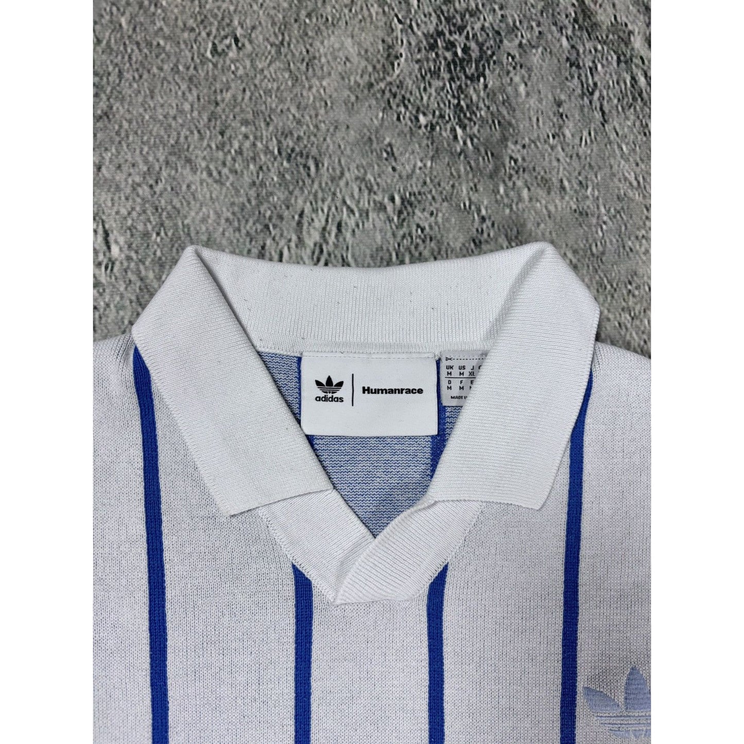 Adidas Human Made polo T-shirt blue striped jersey