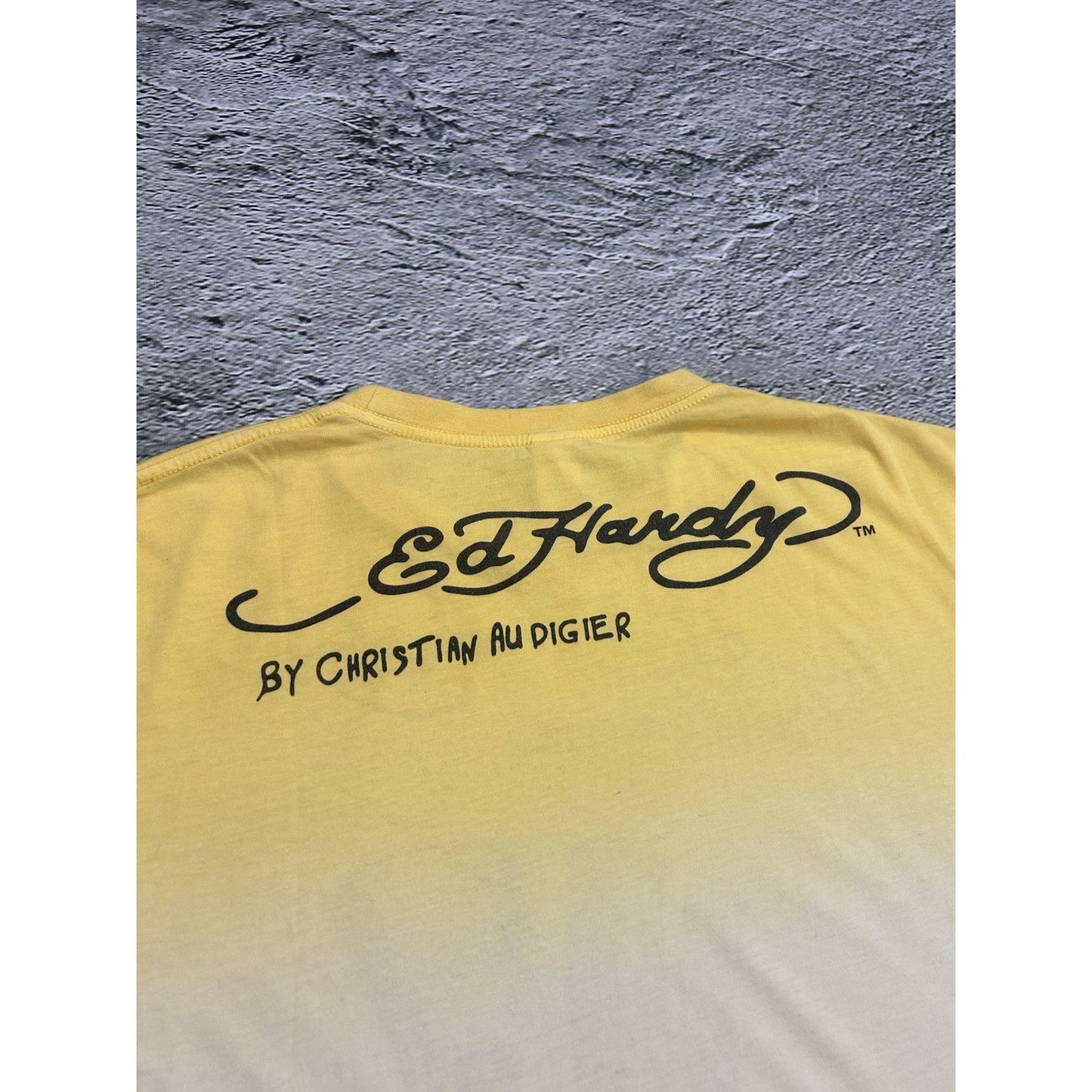 Ed Hardy Christian Audigier vintage yellow T-shirt big logo