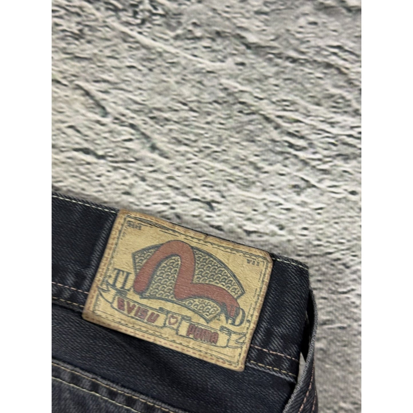 Evisu x Puma vintage black jeans seagulls Y2K
