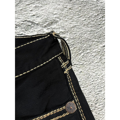 True Religion vintage black jeans gold double stitching