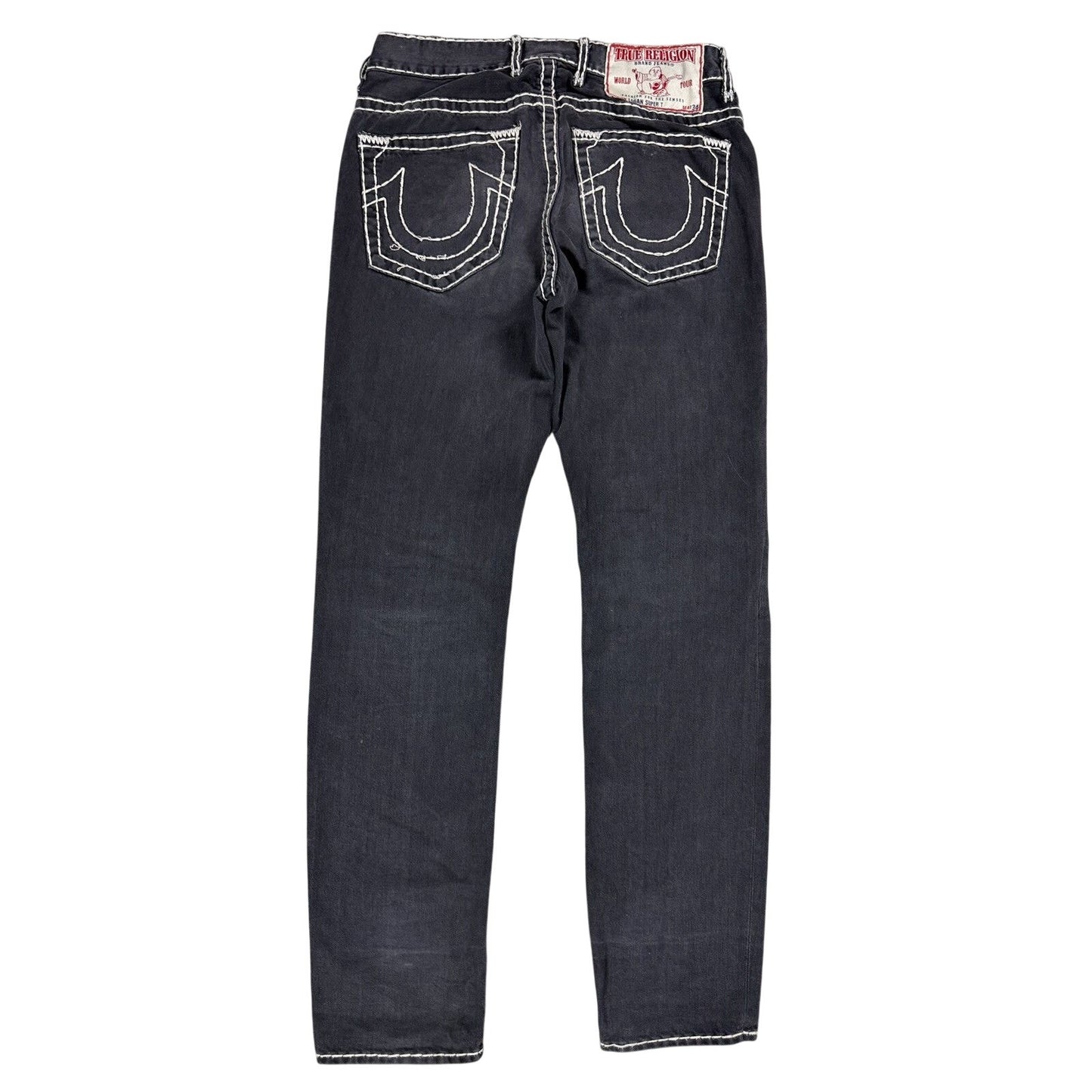 True Religion black jeans white thick stitching Y2K Logan