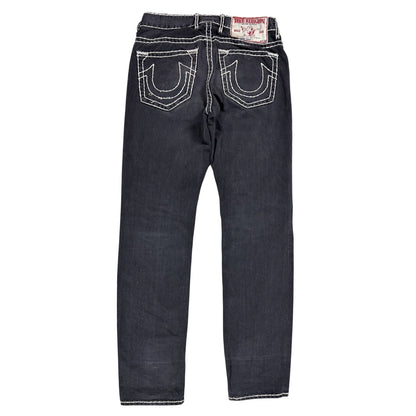 True Religion black jeans white thick stitching Y2K Logan