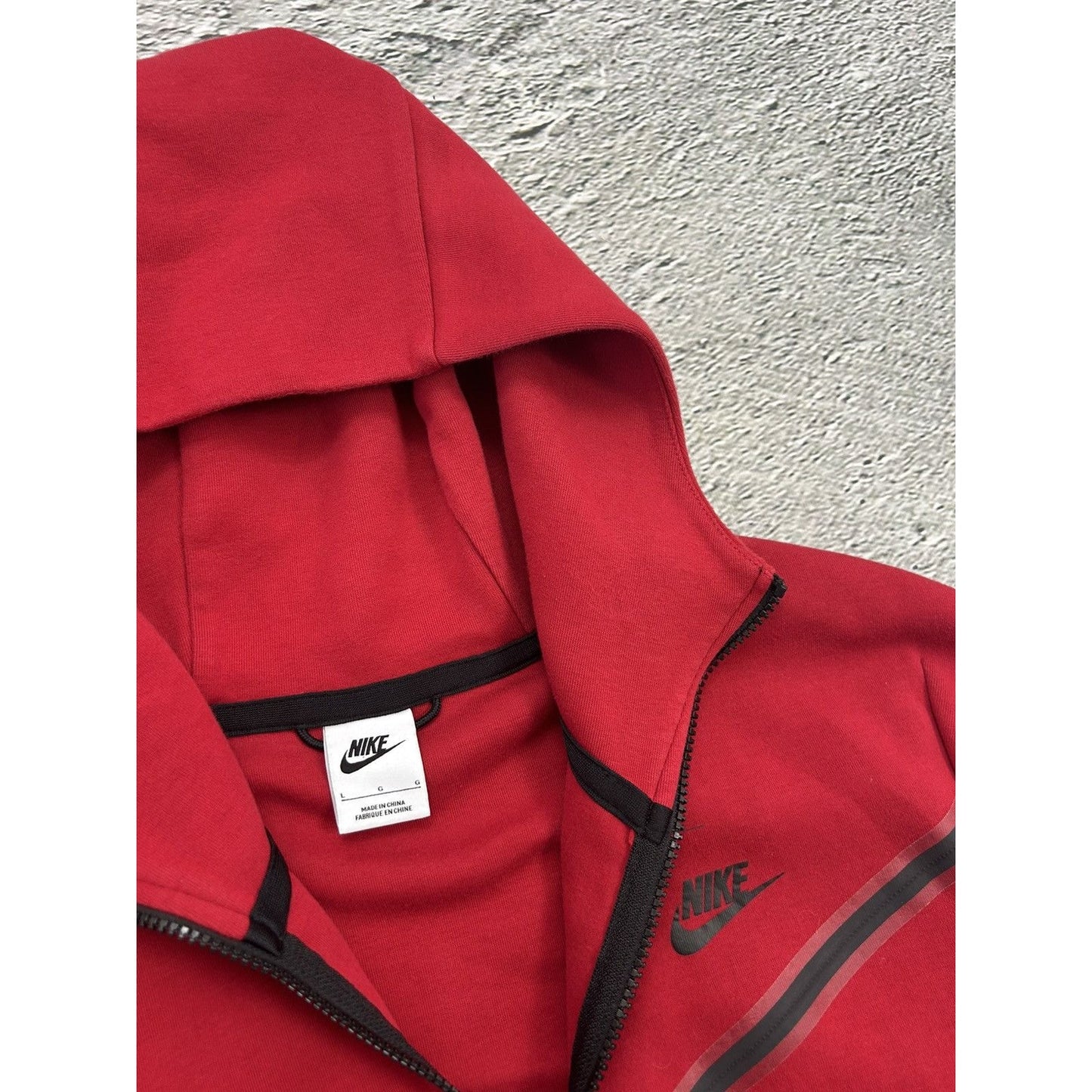 Nike tech fleece zip hoodie red