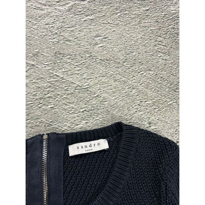 Sandro Paris zip sweater navy blue