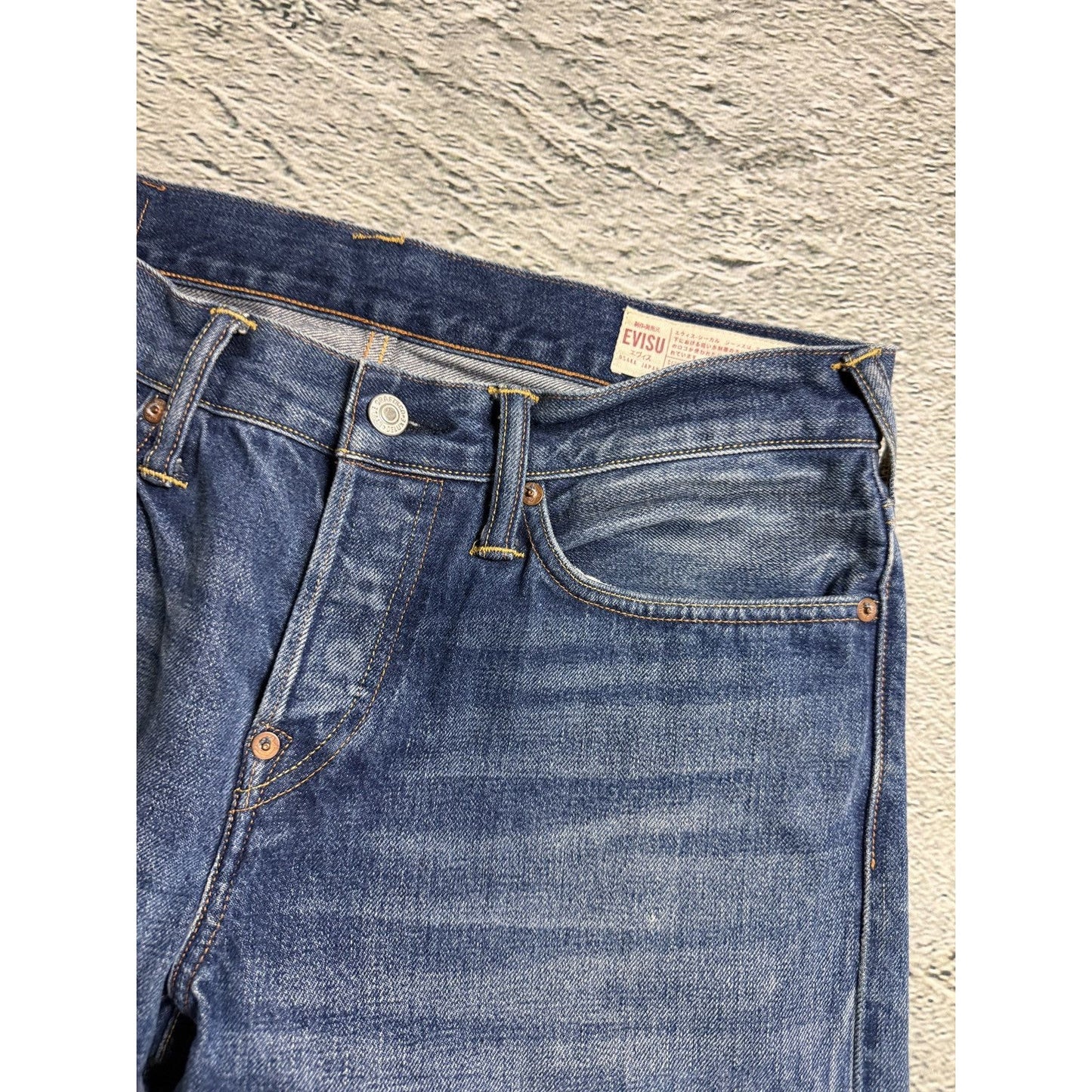 Evisu jeans vintage fisherman seagull logo selvedge denim