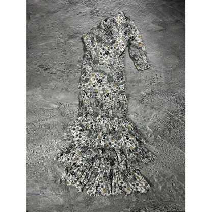 Isabel Marant Étoile beige green floral set skirt + top