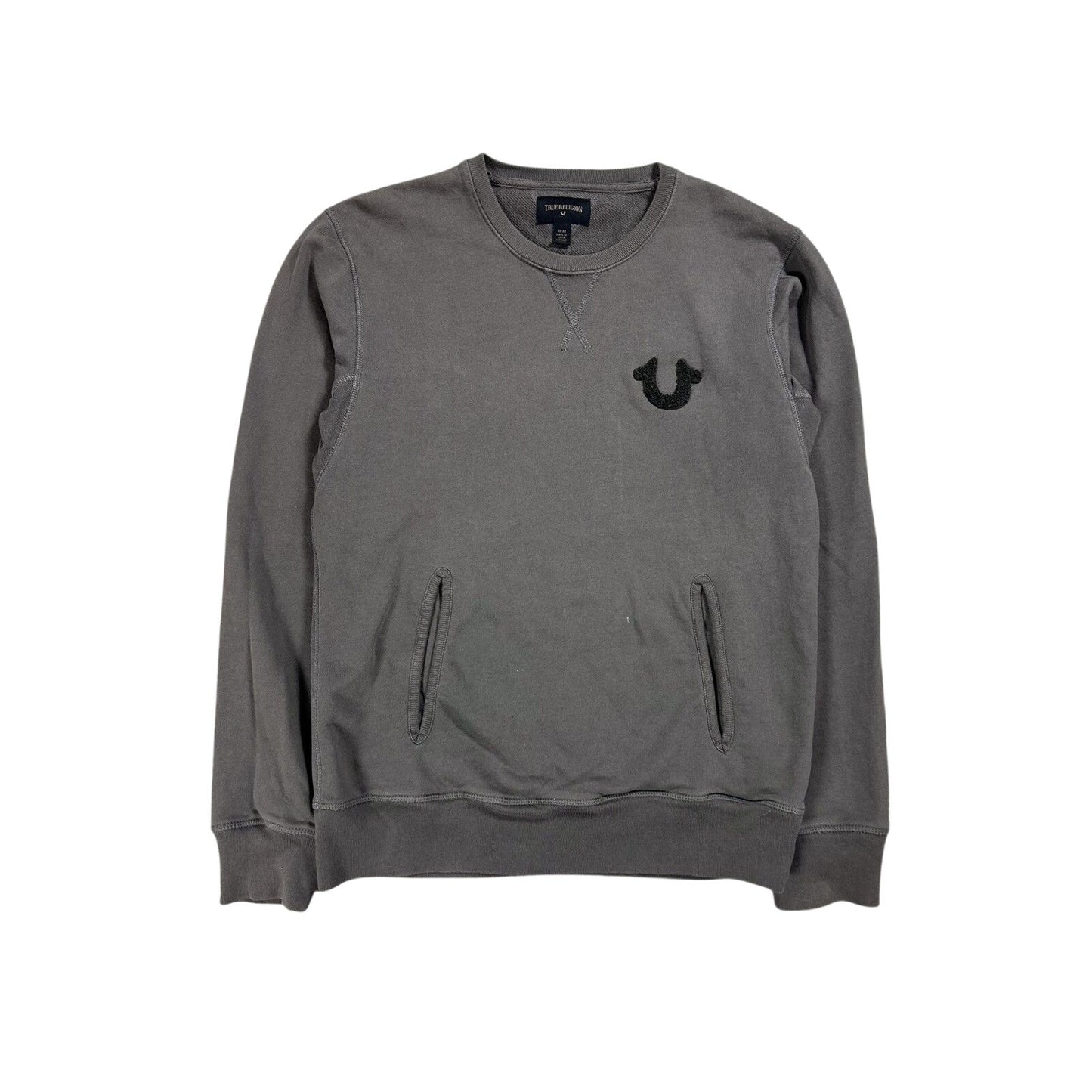 True Religion sweatshirt vintage horseshoe Y2K grey black