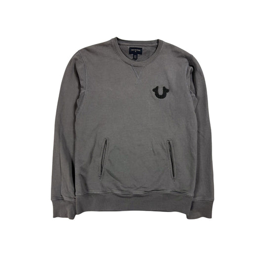 True Religion sweatshirt vintage horseshoe Y2K grey black