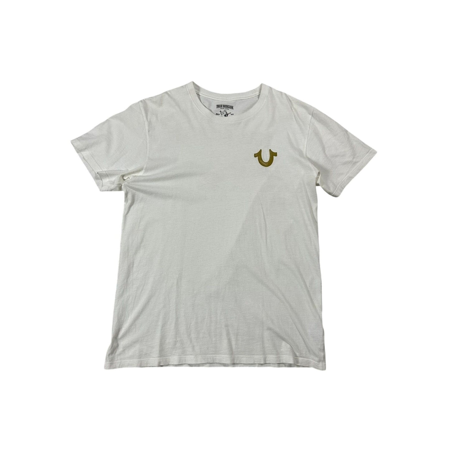 True Religion T-shirt white big gold logo