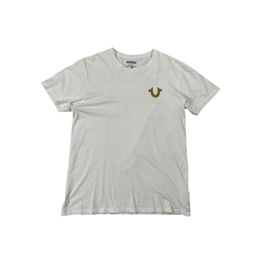 True Religion T-shirt white big gold logo