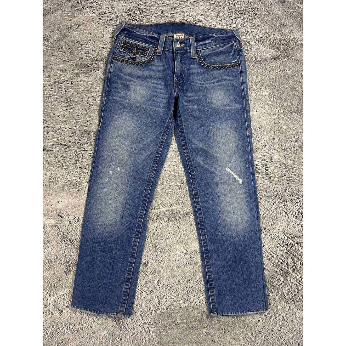 True Religion blue jeans studded Y2K Ricky vintage