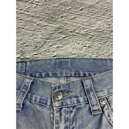 True Religion baby blue jeans contrast stitching straight
