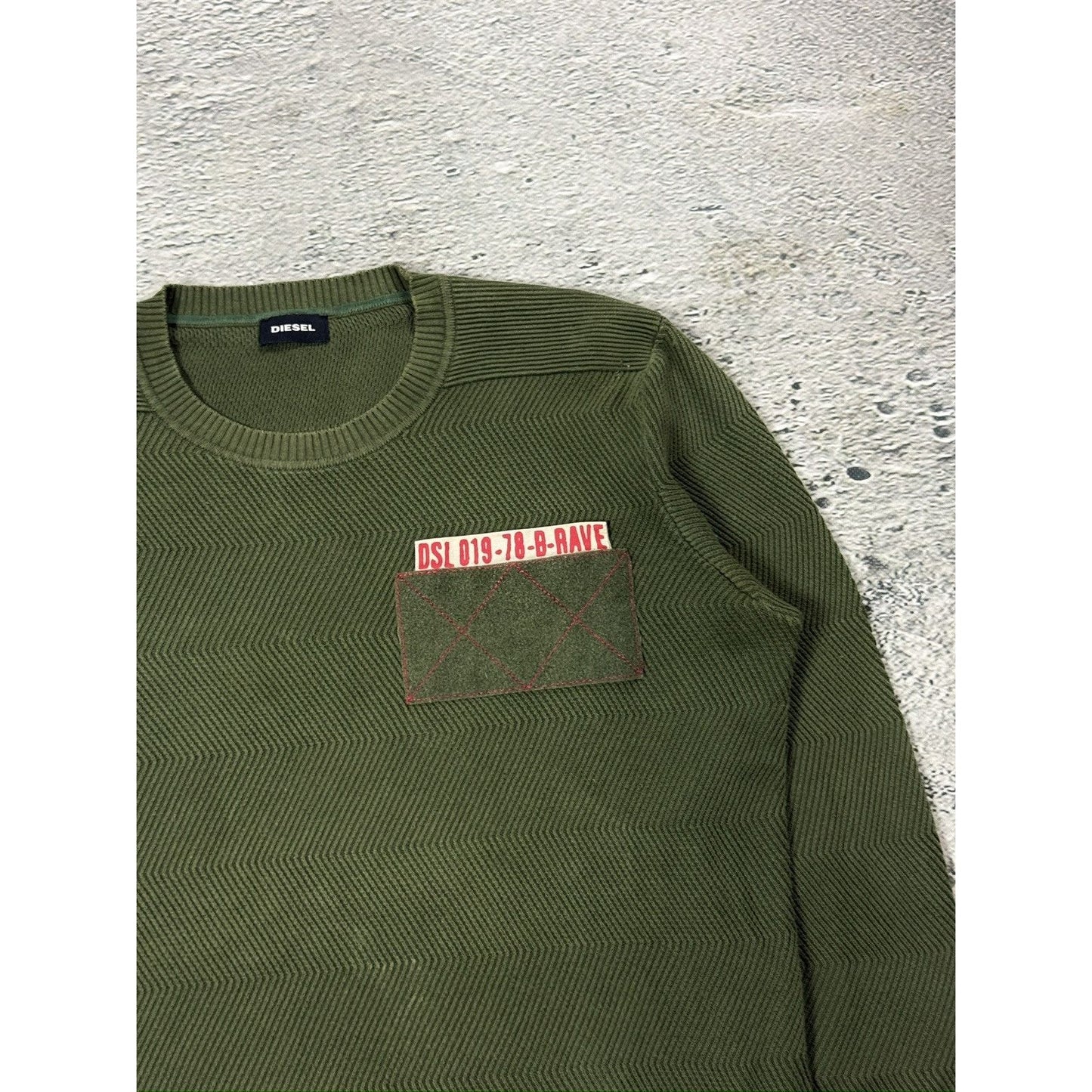 Diesel vintage sweater khaki Y2K big logo red