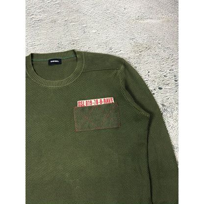 Diesel vintage sweater khaki Y2K big logo red