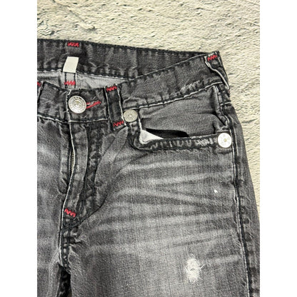 True Religion gray red stitching vamp jeans straight denim