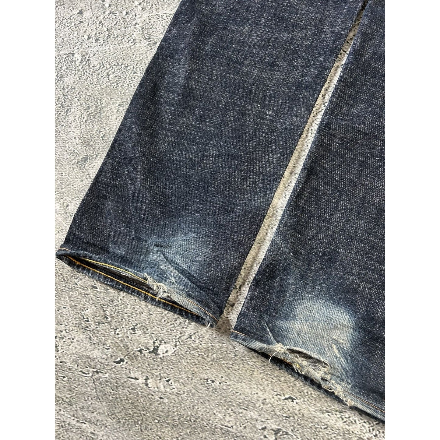 Evisu vintage jeans dark navy white seagulls selvedge denim
