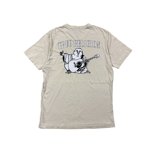True Religion T-shirt big logo beige