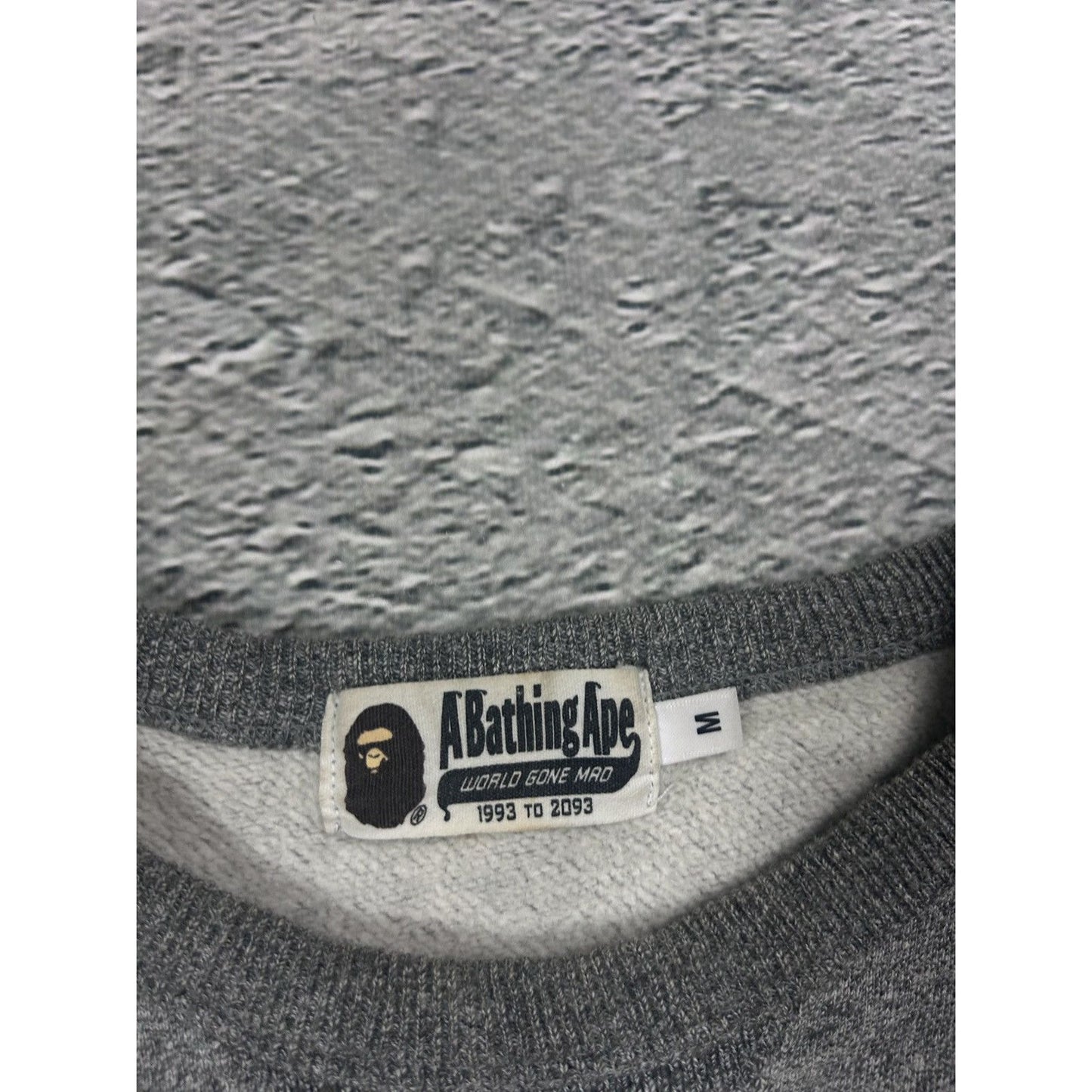 Bape sweatshirt grey big logo spell out black