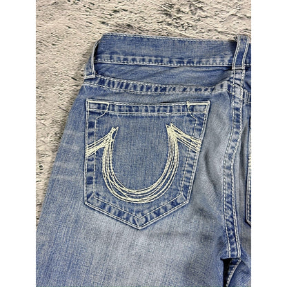 True Religion jeans Rainbow Bobby baby blue white stitch