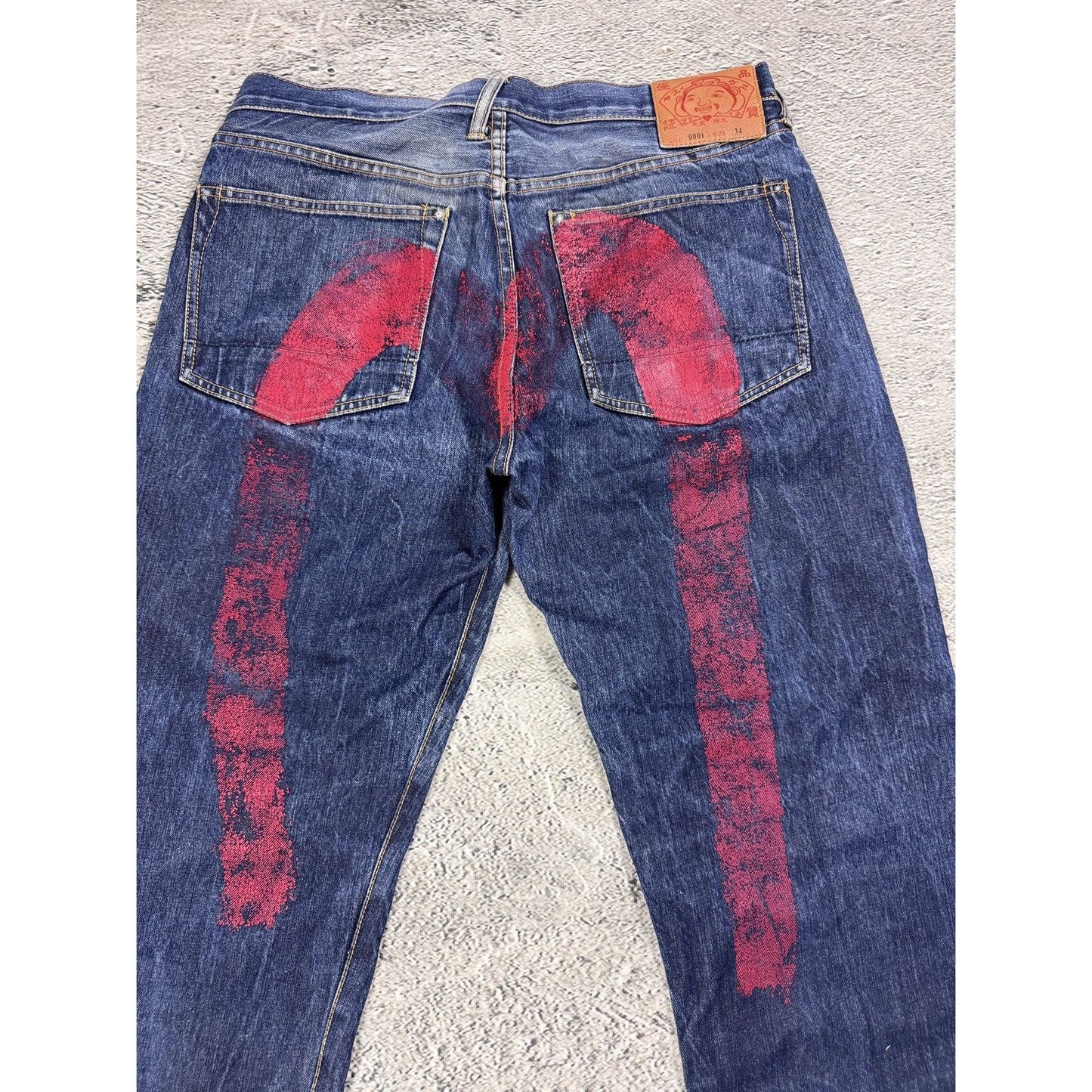 Evisu jeans daicock big logo red selvedge denim