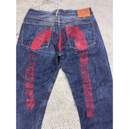 Evisu jeans daicock big logo red selvedge denim
