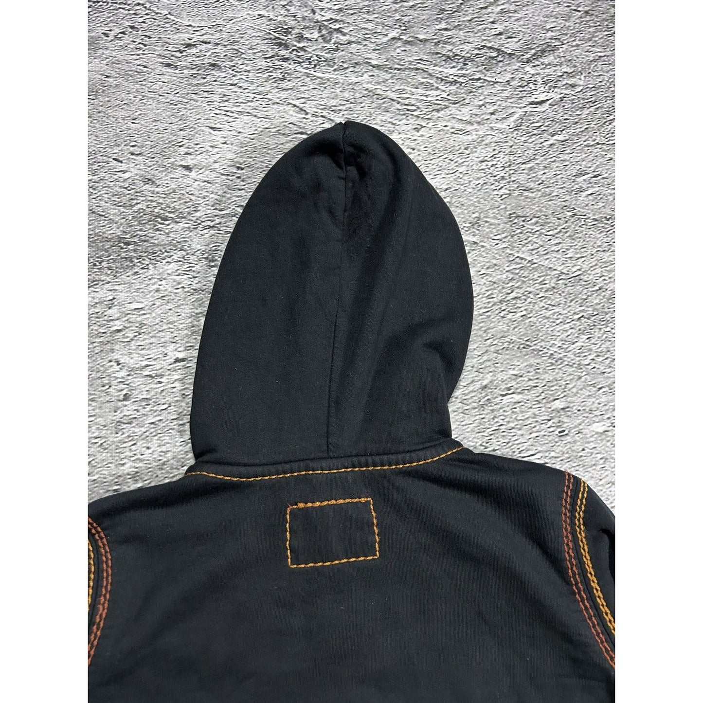 True Religion vintage black zip hoodie thick stitching Y2K