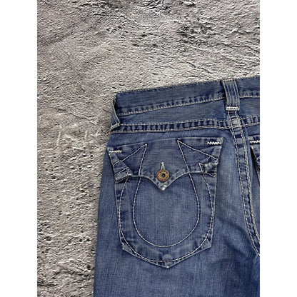 True Religion vintage jeans blue thick stitching white Y2K