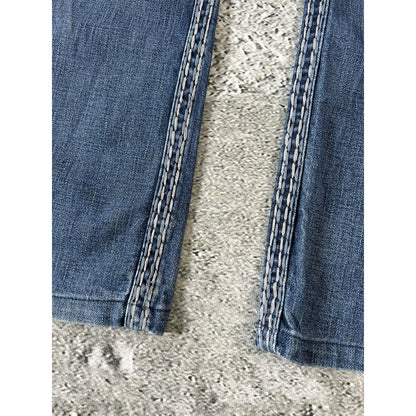 True Religion jeans blue white thick stitching Bobby Y2K
