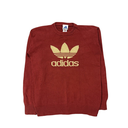 Adidas sweater red big logo 2000s knit
