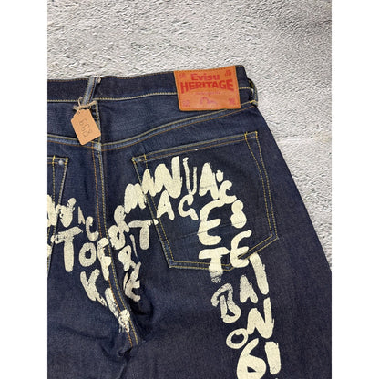 Evisu jeans daicock Heritage big logo letters selvedge denim