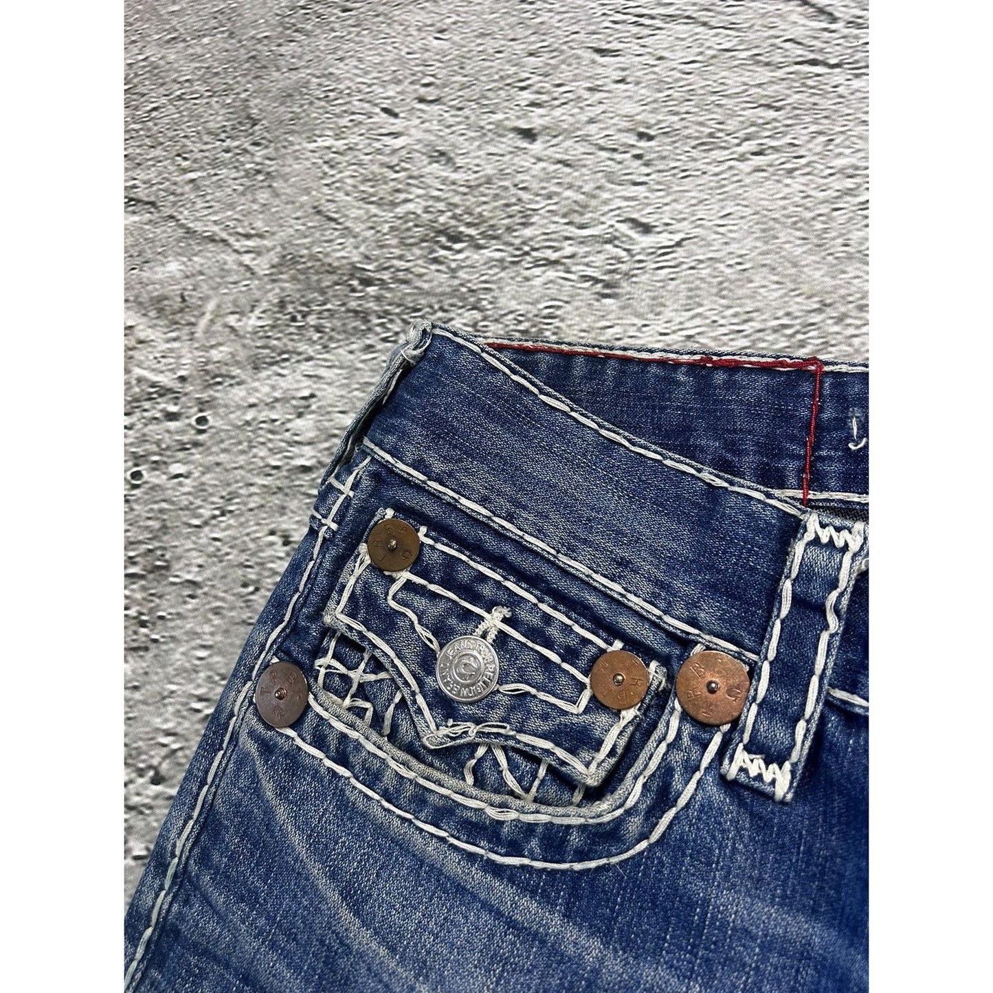 True Religion Blue jeans thick stitching Bobby