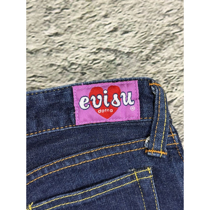 Evisu Donna jeans bootcut heart pink seagull embroidery