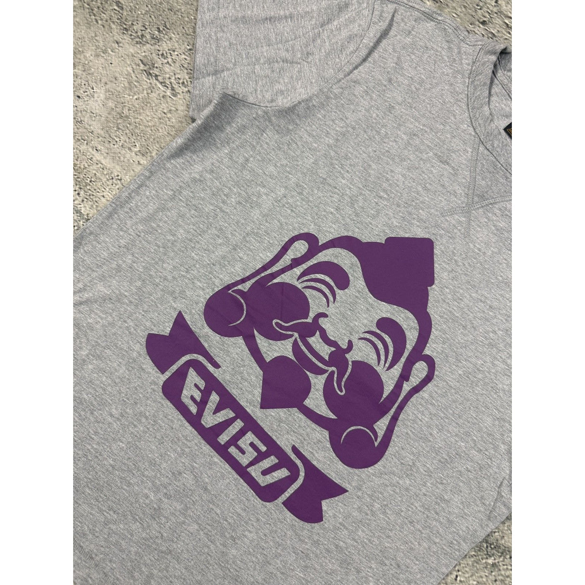 Evisu T-shirt big logo buddah gray purple Y2K