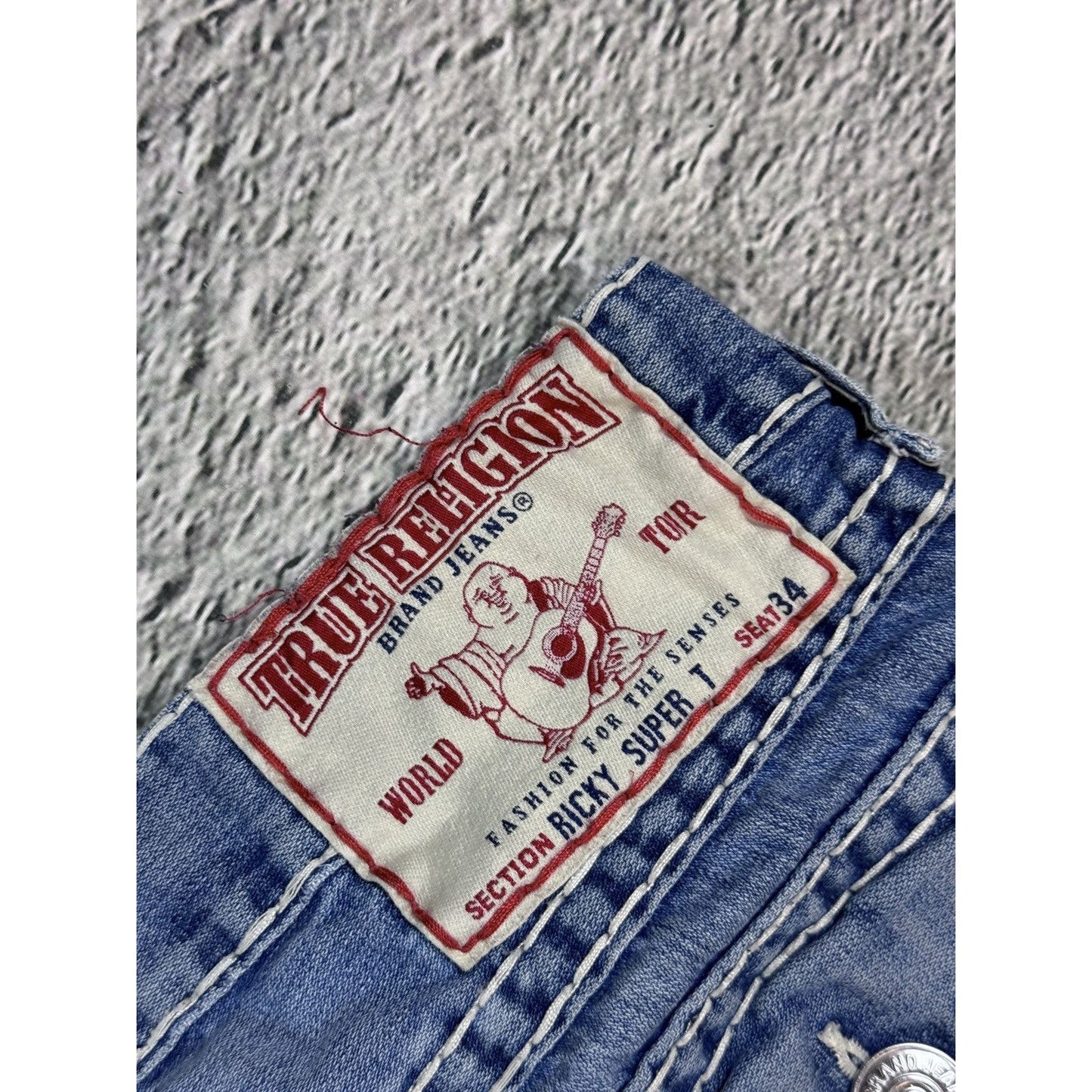 True Religion blue jeans white stitching Y2K Ricky