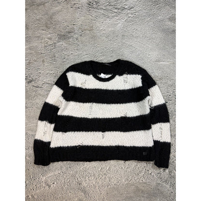 True Religion Open knit small distressed stripped sweater