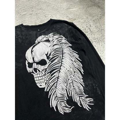 Affliction Vintage Y2K Longsleeve black skull big logo