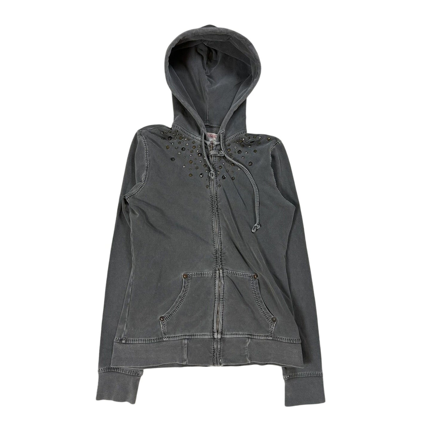 True Religion zip hoodie studded grey Y2K
