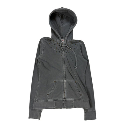 True Religion zip hoodie studded grey Y2K
