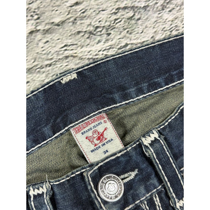 True Religion navy blue jeans white thick stitching Y2K Bobby