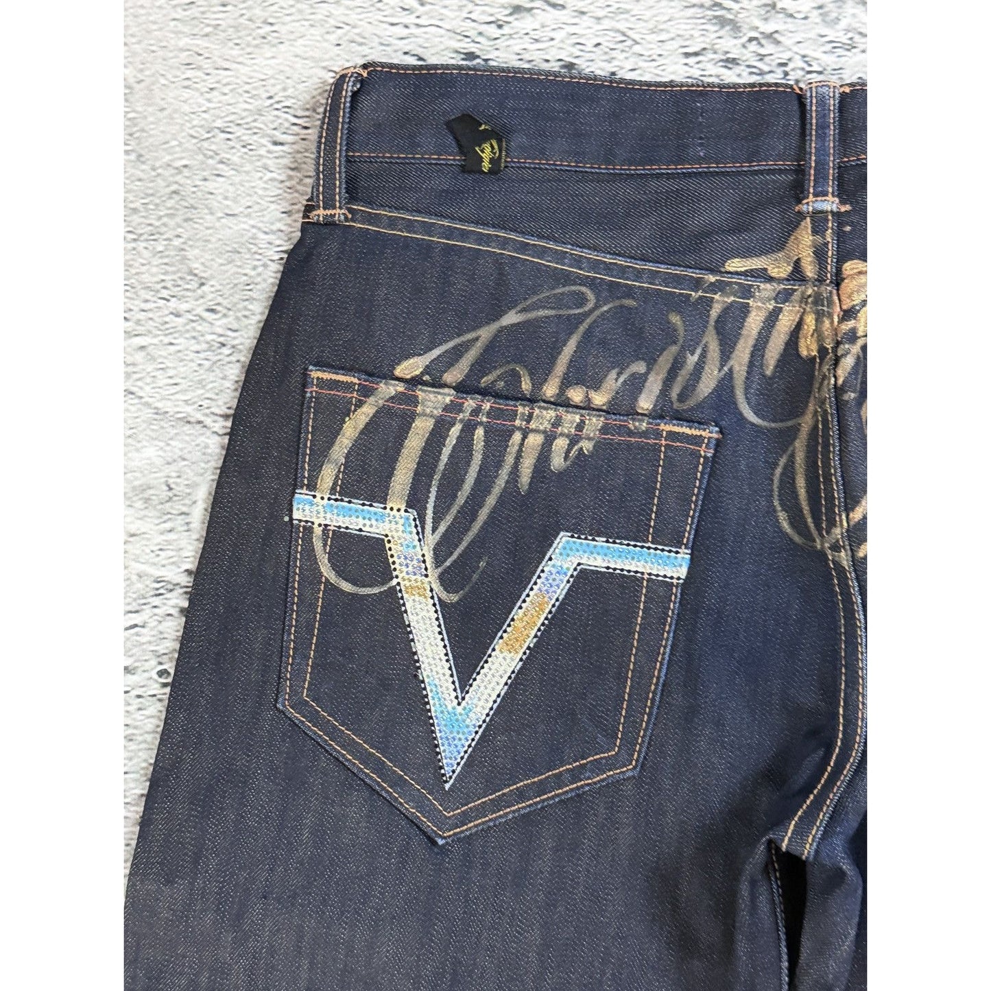 Ed Hardy Christian Audigier vintage jeans big logo pants